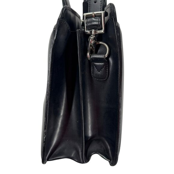 Jack Georges Black Leather Briefcase Executive Business Bag W/Adjustable Straps - Picture 3 of 16